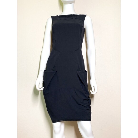 Marithe Francois Girbaud Jersey-Knit Stretch Dress S Black Origami Pockets - Picture 1 of 8